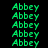 Green pixelated text reading 'Abbey' arranged in a pattern with white horizontal bars obscuring parts of the text on black background