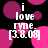 Black background with pink and magenta circular shapes; white text reads 'i love ryn.e. [3.8.08]' in four identical