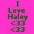 Green text "I Love Haley <33" on pink background with purple blocks shifting positions across frames.