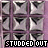 identical pixelated icons with a purple background and repeated text "STUDED OUT" below each icon
