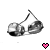 Pixelated grayscale icon of a bra with five colored heart symbols below it in different positions.