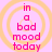 Four identical circular icons with yellow concentric rings on pink background, each displaying pink text "in a bad mood today" in stacked arrangement.