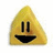 Yellow triangular icon with black eyes and mouth; text 'beware talking cheese' appears on the right side of the triangle.