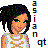 Pixelated character with dark curly hair, light skin, and a patterned sleeveless top, with vertical pixel clusters to the right and a small pixel cluster below.