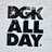 Static 48x48 pixel buddy icon displaying bold black text "DGK ALL DAY" on a light gray background with visible dithering and anti-aliasing artifacts.