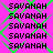 Pixelated text repeats across a bright pink background with green geometric overlays in a pattern