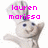 A pixelated animated icon shows a smiling dough-like character with blue eyes and a chef's hat, waving with one arm raised, overlaid with pink text reading "lauren marissa and annak are my biffers".