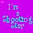 A static image with a bright purple background featuring repeated cyan text 'I'm a Shooting Star' and scattered pink star shapes.