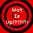 Red circular target with black rings and white text reading "Wat Is Up!?!?!!" in four identical arranged in a