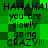 Green pixelated background with repeated black text reading "HAHAHA! YOU ARE SLOWLY GOING CRAZY!!!" in a pattern
