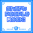 A static contact sheet of eight identical pixel art icons arranged in a 3x3 grid with one empty space, each displaying blue text on white background within a blue border.