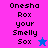 Pixelated text "Onesho Rox your Smelly Sox" appears on four colored backgrounds with a star icon changing color.