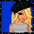 Pixelated character with blonde hair and black beret, gray top, holding black bag with white 'FJ' logo against blue background.