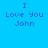 Four identical pixelated text arranged in a , each displaying 'I Love You John' in blue on distinct solid backgrounds