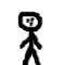 Black stick figure with square head and white eyes, standing above 'Bob' text with downward arrow pointing to a house-shaped icon.