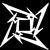 Black and white pixelated static icon featuring a central square surrounded by four angular, branching lines forming a symmetrical star-like pattern with overlapping segments.