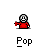 Pixel art animation of two figures in red and blue clothing interacting with speech bubbles, gestures, and particle effects on a gray background.