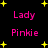 Black background with yellow star shapes and pink text reading 'Lady' and 'Pinkie' in a pattern