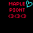 Pixelated red text 'MAPLE', 'PIONT', and '<3<3<3' on black background with cyan heart symbol above 'MAPLE' in left view.