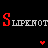 A 3x3 contact sheet of animated frames showing the word "Slipknot" in red and white pixelated text with small heart symbols on a black background, where each frame displays different letter highlighting patterns.