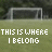 Pixelated soccer field scene with goalpost and bench, text overlays reading "THIS IS WHERE I BELONG" in white block letters.