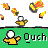 Pixelated icon shows a yellow-shirted figure with white head and black outline, surrounded by orange-yellow fire-like shapes on gray background above green ground line.