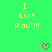 Green background with repeated yellow text "I Luv Paul!!!" and pink pixel hearts arranged in a pattern