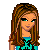 Pixel art contact sheet showing four frames of a female character with long brown hair wearing a teal crop top and blue jeans, with visible text "short cake" below the images.