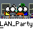 Animated contact sheet of a pixel art LAN party icon showing repeated characters with changing speech bubbles and text overlays across 18 frames.