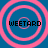 Four identical circular icons with pink concentric rings on a blue background, each containing the text 'WEETARD' in black pixelated font.