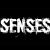 A static contact sheet frame showing a black background with white text "SENSES FAIL" and a pixelated heart symbol below it, part of an animated icon sequence.