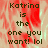 Pixelated text reads "Katrina is the one you want! lol" over a red and white blurred background with visible pixelation.