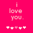 Pixelated text 'i love you.' in light pink on bright pink background with five heart symbols below, two versions showing different heart animation states.