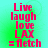 A four- displays identical text in red pixelated font on a green-to-cyan gradient background, with the top-left and bottom-right showing slightly blurred text