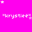 A bright pink background with repeated white text "*krystiee*" surrounded by small white and light purple stars.