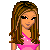 Pixel art contact sheet showing a female character's outfit components and a pink heart-filled text panel with 'Do you wanna be mine?' on white background.