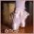 A sequence of five animated frames showing a pair of white ballet shoes on feet, with text labels changing below the image.