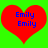 Two red heart shapes on a bright green background, each containing blue text reading "Emily" twice stacked vertically.