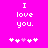 Bright pink background with white pixelated text "I love you." and five heart symbols below, where the third heart is light purple.