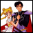 Pixelated anime-style image of two characters: a blonde woman in white and red with a tiara, and a dark-haired man in purple and red, standing side-by-side against a white background.
