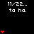 Black background with white text '11/22... ta ha.' and red heart symbols in various quantities and positions across the