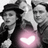 Two grayscale figures in formal attire stand side-by-side with a pink heart-shaped light effect below them.