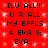 Red background with white pixelated dots and black text repeating 'ILU ALL!!! U R ALL MY BFFLS 4 EVA & EVA!!!' in two