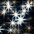 A split-screen icon with a starry night background on the left and cyan text on a yellow background on the right.