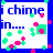 Pixelated icon with blue border, white background, and scattered green/pink cross-shaped pixels; partial text 'ichime' in blue at top left.