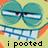 Pixelated cartoon face with large teal eyes, white horizontal pupils, and a wide blue mouth; yellow background with orange accents.