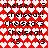 Red and white pixelated pattern with repeating "Chelsea" text and heart symbols in various configurations.