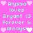Pixelated text and heart icons on a bright pink background, with cyan text reading "Alyssa loves Bryan!! <3 Forever & Always!" repeated in two