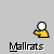 Animated contact sheet of a yellow stick figure with white head performing various actions across 25 sampled frames, including running, jumping, and interacting with objects like tables and balls, all set against a gray background with repeated "Mallrats" text.