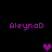 Pixelated purple text 'AleynaD' appears in four corners of a black background with a single pixelated heart in the center.